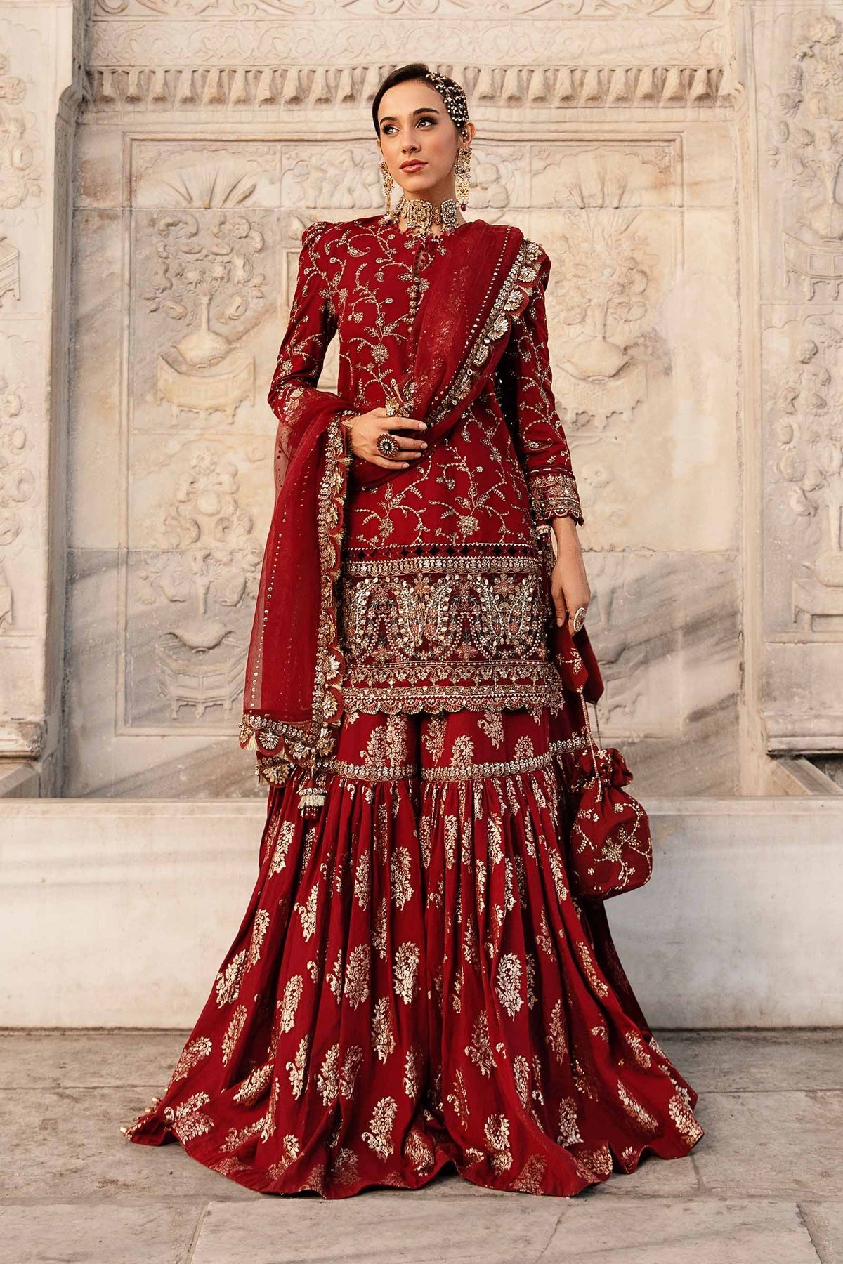 maria b sateen maroon Pakistani wedding bridal dresses mehndi nikkah outfits Zenia